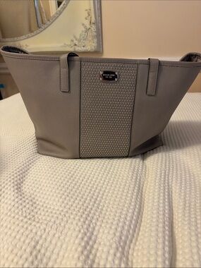 Michael Kors Gray Tote Bag with Studded Front Panel